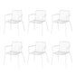 Industrial Patio Dining Side Chair Metal Slat Back Arm Chair