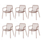 Industrial Patio Dining Side Chair Metal Slat Back Arm Chair