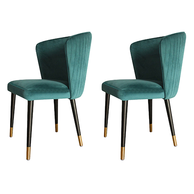 Parsons Glam Side Chair Velvet Wooden Base Dining Chair for Dining Room