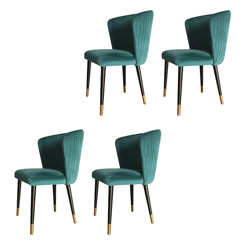 Parsons Glam Side Chair Velvet Wooden Base Dining Chair for Dining Room