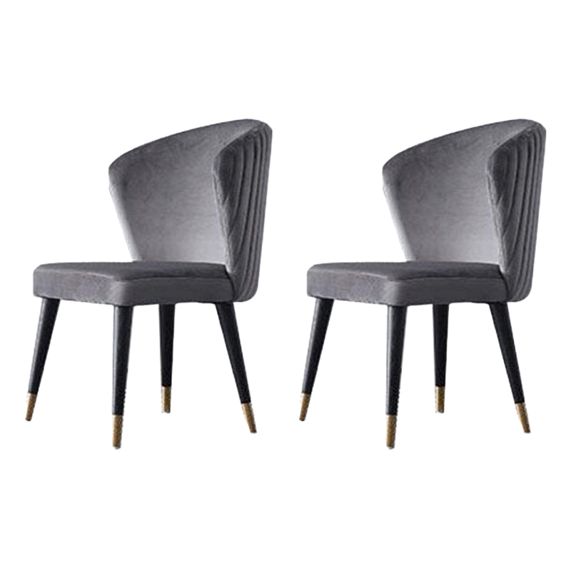 Parsons Glam Side Chair Velvet Wooden Base Dining Chair for Dining Room