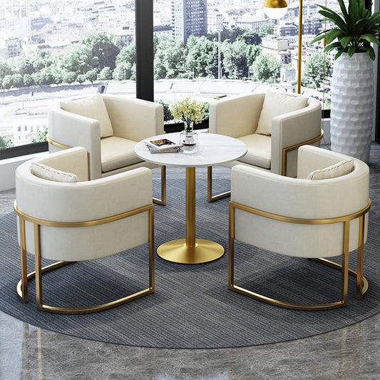 Sedia a braccio parsons in pelle sedia da pranzo interno con cornice dorata