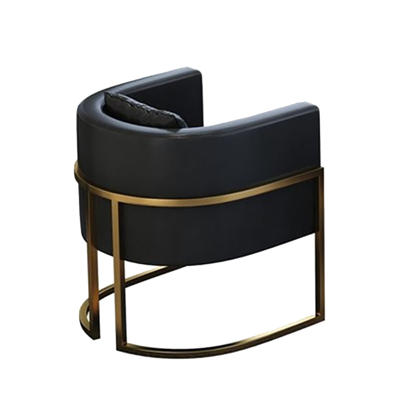 Parsons Arm Chair Leather Indoor Dining Chair with Gold Frame Black 1 Piece Clearhalo 'Dining Chairs' 'Dining Tables & Seating' 'dining_chair' 'furn' 'furn_dining_chair' 'Furniture' 'Kitchen & Dining Furniture' 6531241