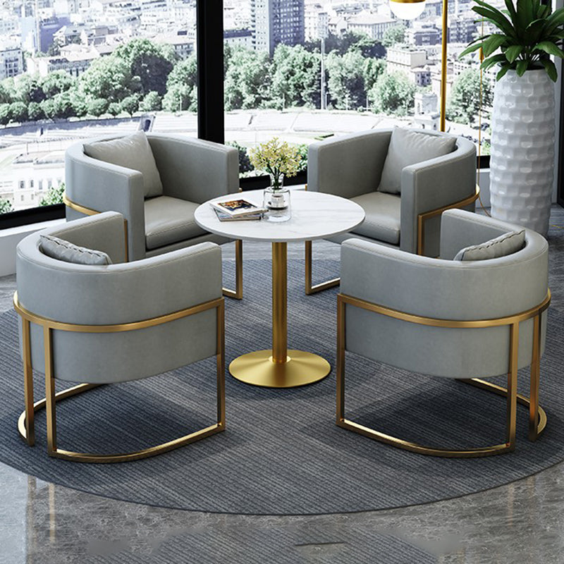 Parsons Arm Chair Leather Indoor Dining Chair with Gold Frame Clearhalo 'Dining Chairs' 'Dining Tables & Seating' 'dining_chair' 'furn' 'furn_dining_chair' 'Furniture' 'Kitchen & Dining Furniture' 6531242