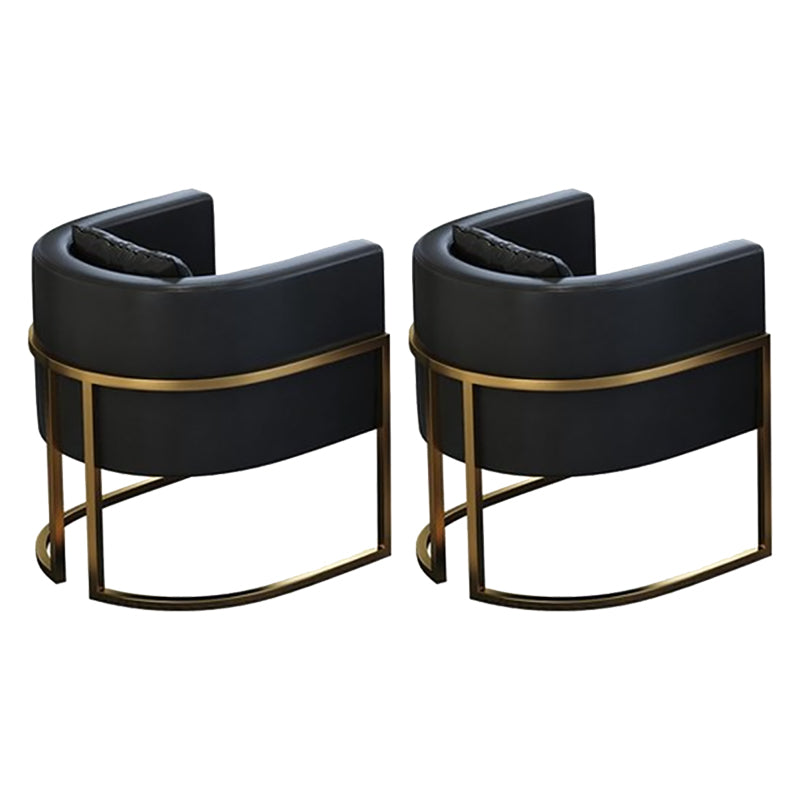Parsons Arm Chair Leather Indoor Dining Chair with Gold Frame Black 2 Piece Set Clearhalo 'Dining Chairs' 'Dining Tables & Seating' 'dining_chair' 'furn' 'furn_dining_chair' 'Furniture' 'Kitchen & Dining Furniture' 6531243