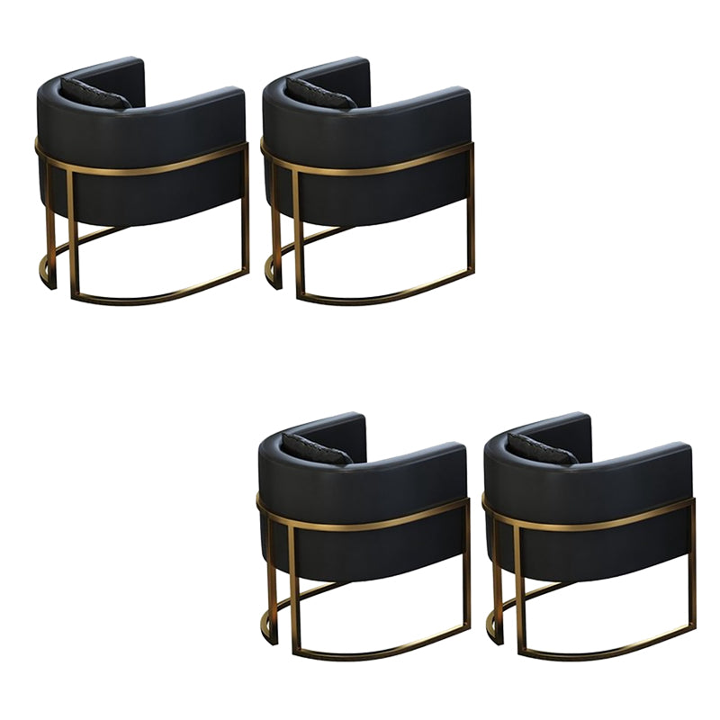 Parsons Arm Chair Leather Indoor Dining Chair with Gold Frame Black 4 Piece Set Clearhalo 'Dining Chairs' 'Dining Tables & Seating' 'dining_chair' 'furn' 'furn_dining_chair' 'Furniture' 'Kitchen & Dining Furniture' 6531244