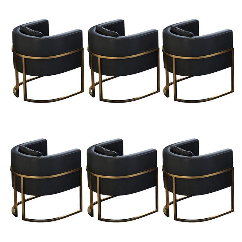 Parsons Arm Chair Leather Indoor Dining Chair with Gold Frame Black 6 Piece Set Clearhalo 'Dining Chairs' 'Dining Tables & Seating' 'dining_chair' 'furn' 'furn_dining_chair' 'Furniture' 'Kitchen & Dining Furniture' 6531247