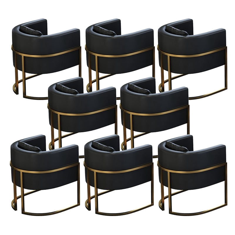 Parsons Arm Chair Leather Indoor Dining Chair with Gold Frame Black 8 Piece Set Clearhalo 'Dining Chairs' 'Dining Tables & Seating' 'dining_chair' 'furn' 'furn_dining_chair' 'Furniture' 'Kitchen & Dining Furniture' 6531249