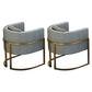 Parsons Arm Chair Leather Indoor Dining Chair with Gold Frame Grey 2 Piece Set Clearhalo 'Dining Chairs' 'Dining Tables & Seating' 'dining_chair' 'furn' 'furn_dining_chair' 'Furniture' 'Kitchen & Dining Furniture' 6531253