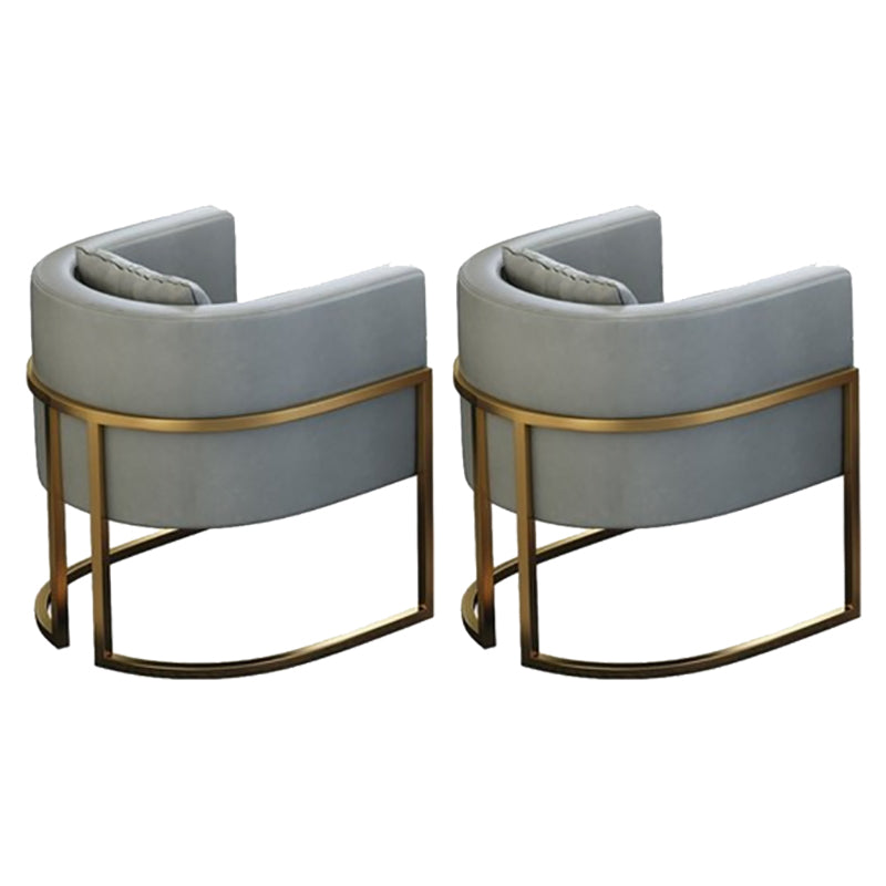 Parsons Arm Chair Leather Indoor Dining Chair with Gold Frame Grey 2 Piece Set Clearhalo 'Dining Chairs' 'Dining Tables & Seating' 'dining_chair' 'furn' 'furn_dining_chair' 'Furniture' 'Kitchen & Dining Furniture' 6531253