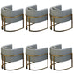 Parsons Arm Chair Leather Indoor Dining Chair with Gold Frame Grey 6 Piece Set Clearhalo 'Dining Chairs' 'Dining Tables & Seating' 'dining_chair' 'furn' 'furn_dining_chair' 'Furniture' 'Kitchen & Dining Furniture' 6531255