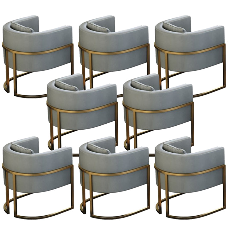 Parsons Arm Chair Leather Indoor Dining Chair with Gold Frame Grey 8 Piece Set Clearhalo 'Dining Chairs' 'Dining Tables & Seating' 'dining_chair' 'furn' 'furn_dining_chair' 'Furniture' 'Kitchen & Dining Furniture' 6531256