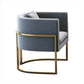 Parsons Arm Chair Leather Indoor Dining Chair with Gold Frame Light Gray 1 Piece Clearhalo 'Dining Chairs' 'Dining Tables & Seating' 'dining_chair' 'furn' 'furn_dining_chair' 'Furniture' 'Kitchen & Dining Furniture' 6531257