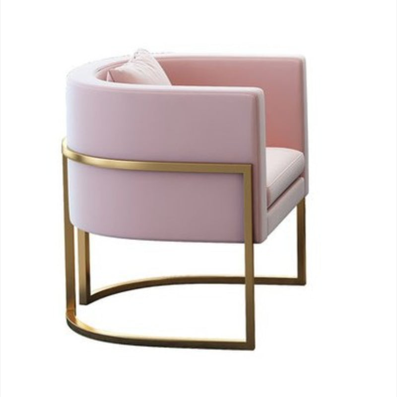 Parsons Arm Chair Leather Indoor Dining Chair with Gold Frame Pink 1 Piece Clearhalo 'Dining Chairs' 'Dining Tables & Seating' 'dining_chair' 'furn' 'furn_dining_chair' 'Furniture' 'Kitchen & Dining Furniture' 6531262