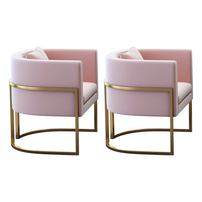 Parsons Arm Chair Leather Indoor Dining Chair with Gold Frame Pink 2 Piece Set Clearhalo 'Dining Chairs' 'Dining Tables & Seating' 'dining_chair' 'furn' 'furn_dining_chair' 'Furniture' 'Kitchen & Dining Furniture' 6531263