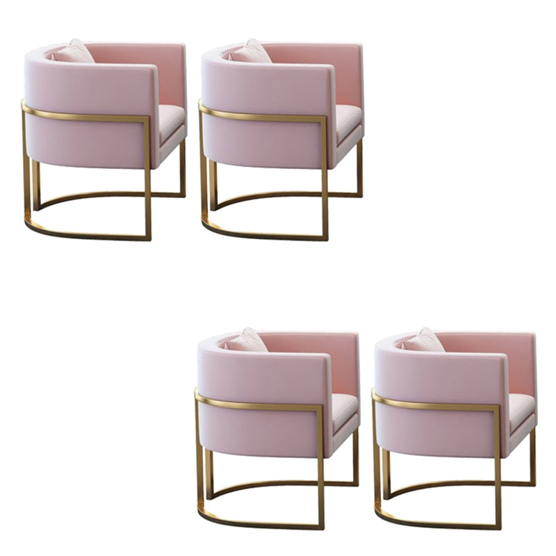 Parsons Arm Chair Leather Indoor Dining Chair with Gold Frame Pink 4 Piece Set Clearhalo 'Dining Chairs' 'Dining Tables & Seating' 'dining_chair' 'furn' 'furn_dining_chair' 'Furniture' 'Kitchen & Dining Furniture' 6531264