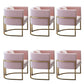 Parsons Arm Chair Leather Indoor Dining Chair with Gold Frame Pink 6 Piece Set Clearhalo 'Dining Chairs' 'Dining Tables & Seating' 'dining_chair' 'furn' 'furn_dining_chair' 'Furniture' 'Kitchen & Dining Furniture' 6531265