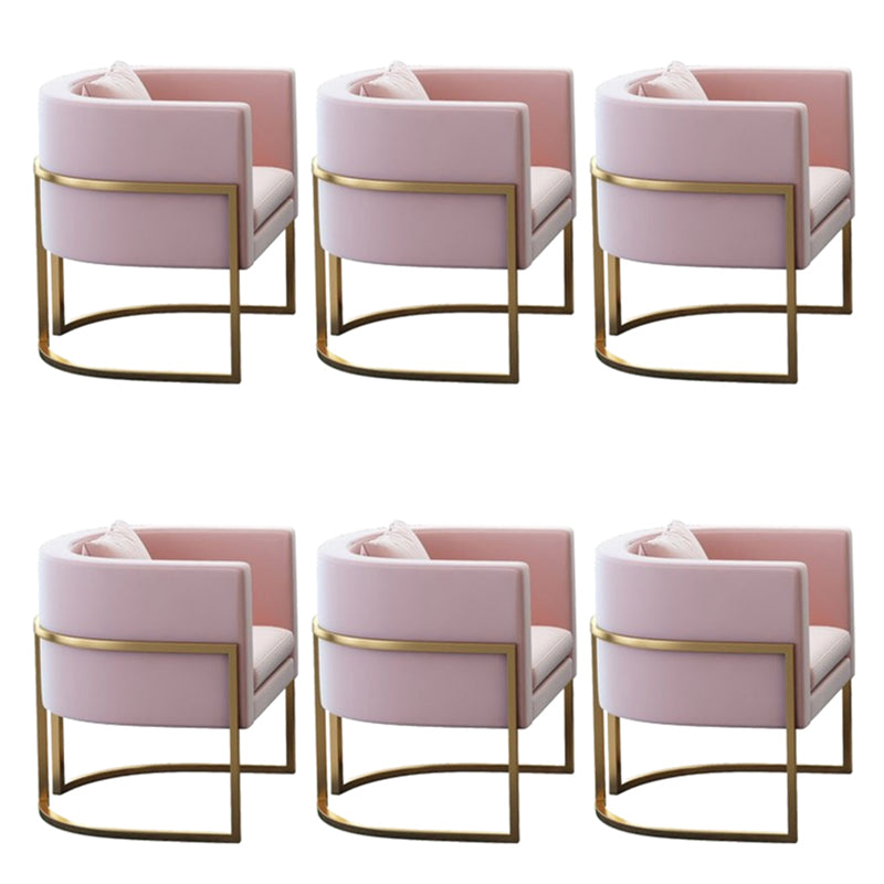 Parsons Arm Chair Leather Indoor Dining Chair with Gold Frame Pink 6 Piece Set Clearhalo 'Dining Chairs' 'Dining Tables & Seating' 'dining_chair' 'furn' 'furn_dining_chair' 'Furniture' 'Kitchen & Dining Furniture' 6531265