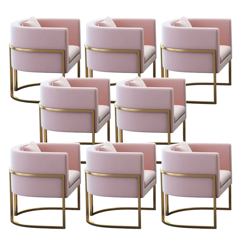 Parsons Arm Chair Leather Indoor Dining Chair with Gold Frame Pink 8 Piece Set Clearhalo 'Dining Chairs' 'Dining Tables & Seating' 'dining_chair' 'furn' 'furn_dining_chair' 'Furniture' 'Kitchen & Dining Furniture' 6531266