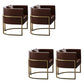 Parsons Arm Chair Leather Indoor Dining Chair with Gold Frame Brown 4 Piece Set Clearhalo 'Dining Chairs' 'Dining Tables & Seating' 'dining_chair' 'furn' 'furn_dining_chair' 'Furniture' 'Kitchen & Dining Furniture' 6531269