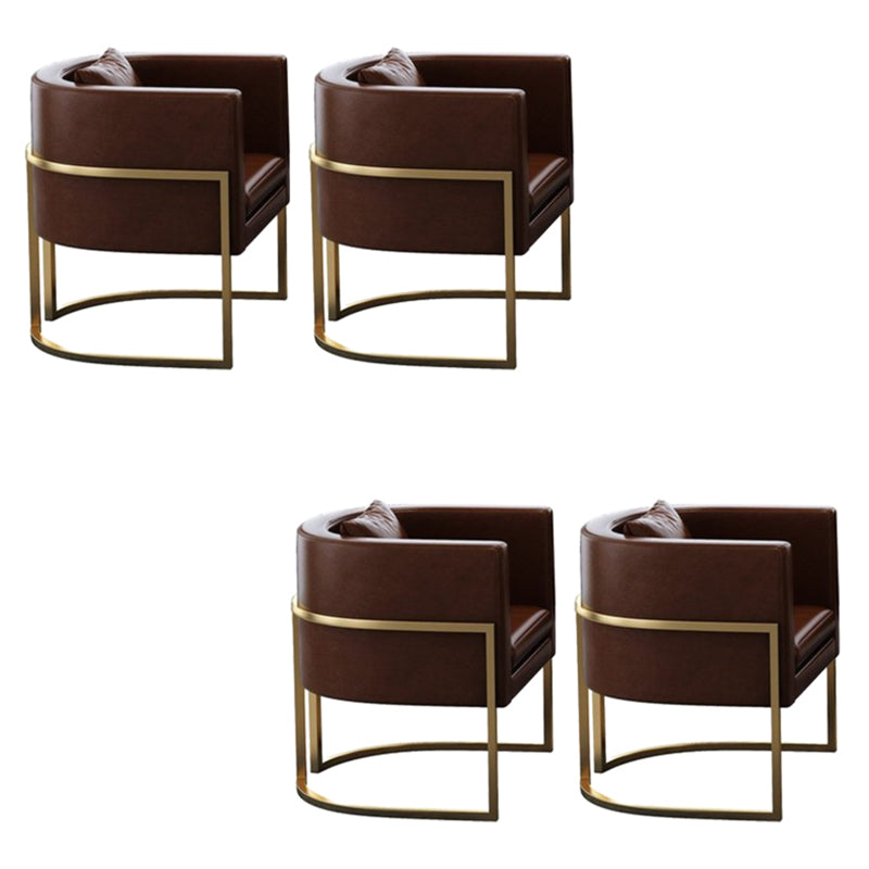Parsons Arm Chair Leather Indoor Dining Chair with Gold Frame Brown 4 Piece Set Clearhalo 'Dining Chairs' 'Dining Tables & Seating' 'dining_chair' 'furn' 'furn_dining_chair' 'Furniture' 'Kitchen & Dining Furniture' 6531269