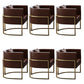 Parsons Arm Chair Leather Indoor Dining Chair with Gold Frame Brown 6 Piece Set Clearhalo 'Dining Chairs' 'Dining Tables & Seating' 'dining_chair' 'furn' 'furn_dining_chair' 'Furniture' 'Kitchen & Dining Furniture' 6531270