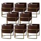 Parsons Arm Chair Leather Indoor Dining Chair with Gold Frame Brown 8 Piece Set Clearhalo 'Dining Chairs' 'Dining Tables & Seating' 'dining_chair' 'furn' 'furn_dining_chair' 'Furniture' 'Kitchen & Dining Furniture' 6531271