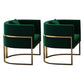 Parsons Arm Chair Leather Indoor Dining Chair with Gold Frame Green 2 Piece Set Clearhalo 'Dining Chairs' 'Dining Tables & Seating' 'dining_chair' 'furn' 'furn_dining_chair' 'Furniture' 'Kitchen & Dining Furniture' 6531273