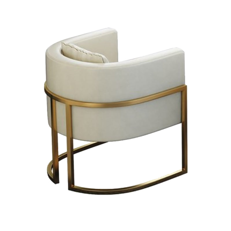 Parsons Arm Chair Leather Indoor Dining Chair with Gold Frame Off-White 1 Piece Clearhalo 'Dining Chairs' 'Dining Tables & Seating' 'dining_chair' 'furn' 'furn_dining_chair' 'Furniture' 'Kitchen & Dining Furniture' 6531277