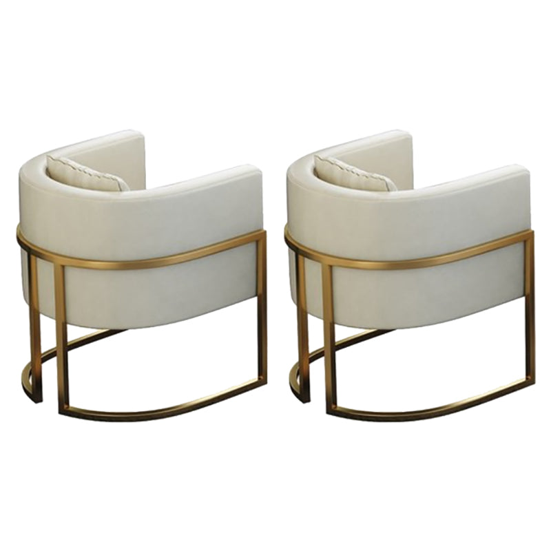 Parsons Arm Chair Leather Indoor Dining Chair with Gold Frame Off-White 2 Piece Set Clearhalo 'Dining Chairs' 'Dining Tables & Seating' 'dining_chair' 'furn' 'furn_dining_chair' 'Furniture' 'Kitchen & Dining Furniture' 6531278
