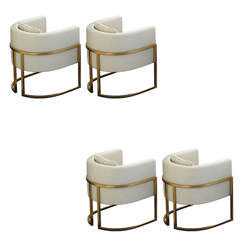 Parsons Arm Chair Leather Indoor Dining Chair with Gold Frame Off-White 4 Piece Set Clearhalo 'Dining Chairs' 'Dining Tables & Seating' 'dining_chair' 'furn' 'furn_dining_chair' 'Furniture' 'Kitchen & Dining Furniture' 6531279