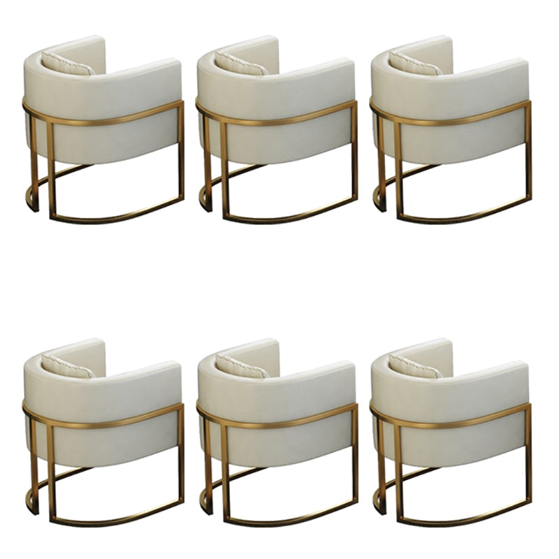 Parsons Arm Chair Leather Indoor Dining Chair with Gold Frame Off-White 6 Piece Set Clearhalo 'Dining Chairs' 'Dining Tables & Seating' 'dining_chair' 'furn' 'furn_dining_chair' 'Furniture' 'Kitchen & Dining Furniture' 6531280