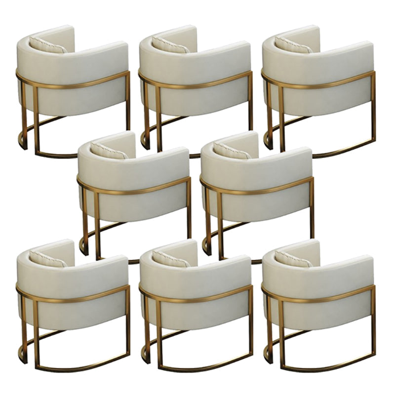 Parsons Arm Chair Leather Indoor Dining Chair with Gold Frame Off-White 8 Piece Set Clearhalo 'Dining Chairs' 'Dining Tables & Seating' 'dining_chair' 'furn' 'furn_dining_chair' 'Furniture' 'Kitchen & Dining Furniture' 6531281