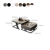 Modern Round Glass / Slate Cocktail Table Steel Frame Coffee Table with Drawer