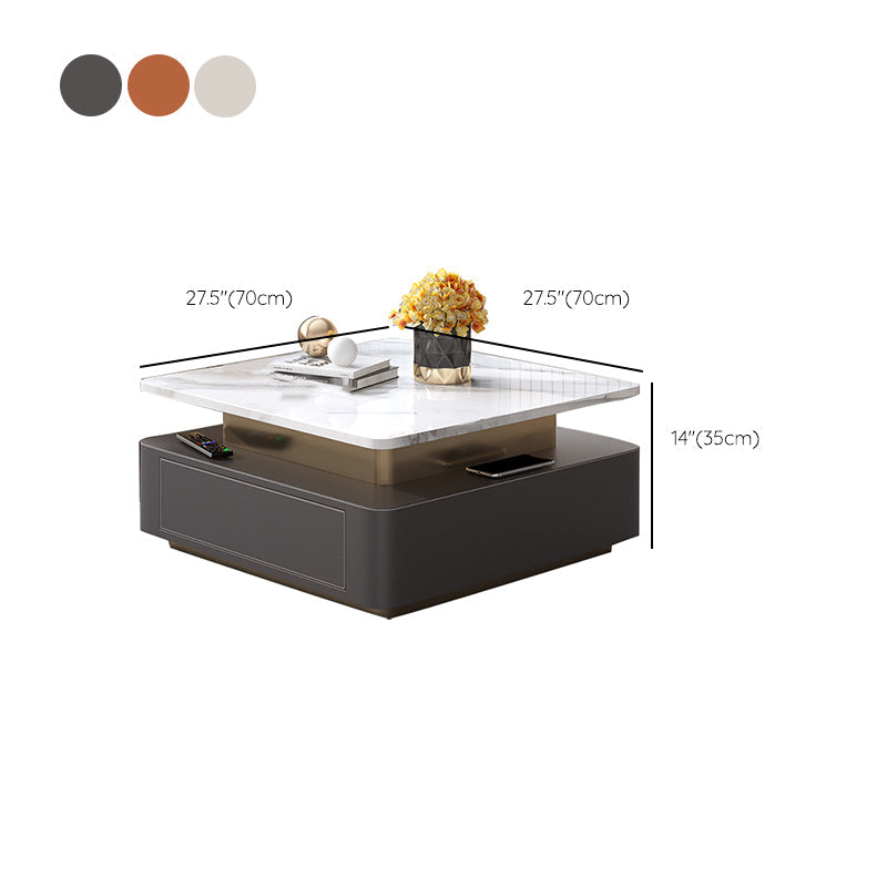 Glam Square Cocktail Table Single Stone Coffee Cocktail Table with Storage Clearhalo 'Coffee & Accent Tables' 'Coffee Tables' 'coffee_tables' 'furn' 'furn_coffee_tables' 'Furniture' 'Living Room Furniture' 6531518