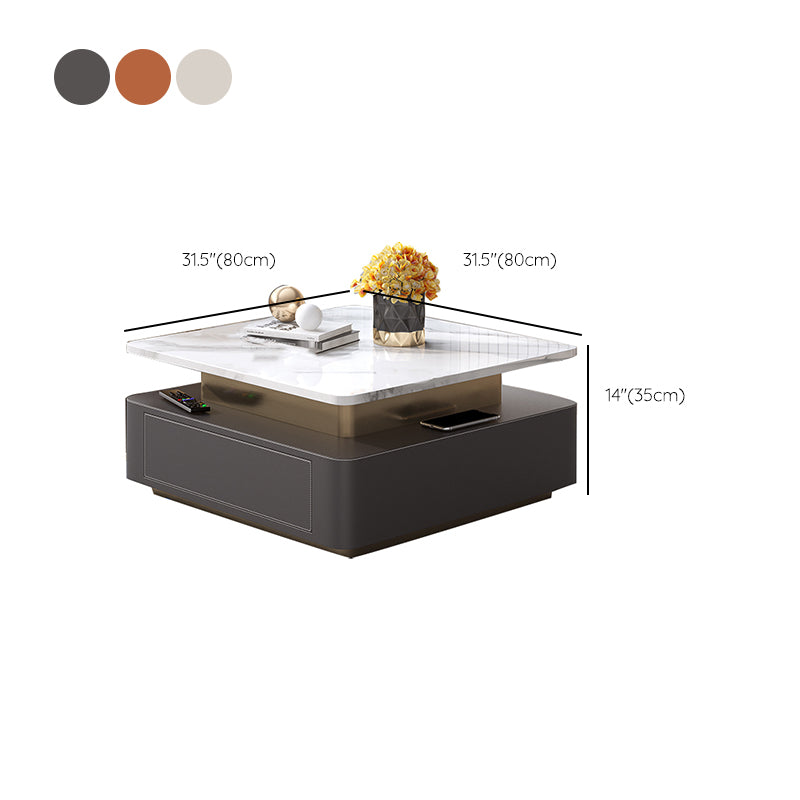 Glam Square Cocktail Table Single Stone Coffee Cocktail Table with Storage Clearhalo 'Coffee & Accent Tables' 'Coffee Tables' 'coffee_tables' 'furn' 'furn_coffee_tables' 'Furniture' 'Living Room Furniture' 6531519