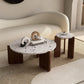 Modern 3 Legs Coffee Table Slate Round Coffee Cocktail Table