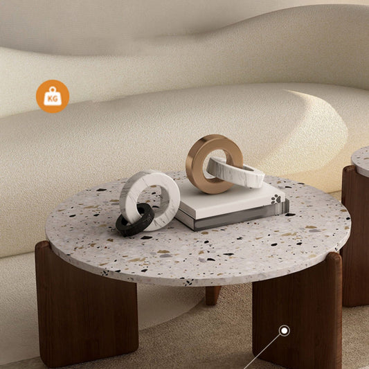 モダンな3脚コーヒーテーブルスレートラウンドコーヒーカクテルテーブル