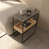 Modern Rectangular Glass Side End Table Sled Side Table with Metal Base Clearhalo 'Coffee & Accent Tables' 'End & Side Tables' 'end_side_tables' 'furn' 'furn_end_side_tables' 'Furniture' 'Living Room Furniture' 6531723