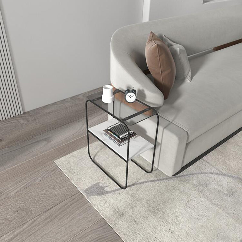 Modern Rectangular Glass Side End Table Sled Side Table with Metal Base Clearhalo 'Coffee & Accent Tables' 'End & Side Tables' 'end_side_tables' 'furn' 'furn_end_side_tables' 'Furniture' 'Living Room Furniture' 6531729