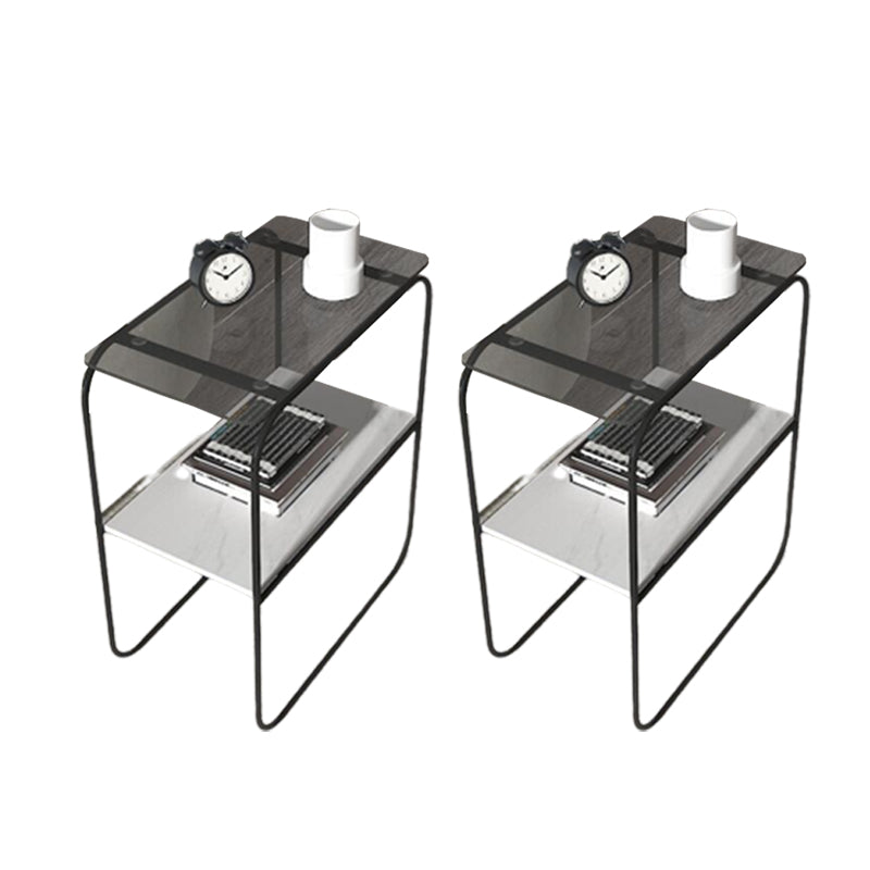 Modern Rectangular Glass Side End Table Sled Side Table with Metal Base White 2 Clearhalo 'Coffee & Accent Tables' 'End & Side Tables' 'end_side_tables' 'furn' 'furn_end_side_tables' 'Furniture' 'Living Room Furniture' 6531733