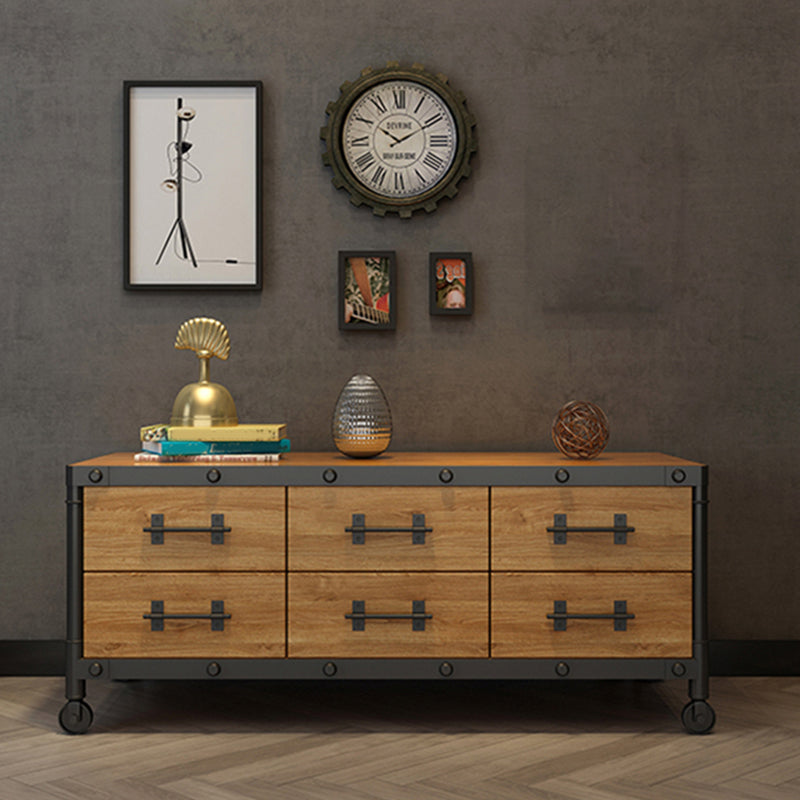 Industrial Wood TV Console Enclosed Storage TV Media Stand with Drawers for Living Room Clearhalo 'furn' 'furn_tv_stands_entertainment_centers' 'Furniture' 'Living Room Furniture' 'TV Stands & Entertainment Centers' 'TV Stands & Media Storage Furniture' 'tv_stands_entertainment_centers' 6531848