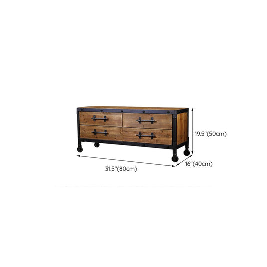 Industrial Wood TV Console Enclosed Storage TV Media Stand with Drawers for Living Room