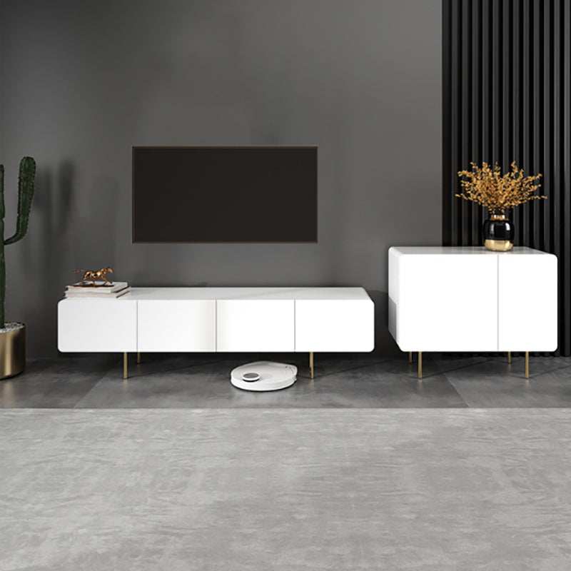 Console multimédia scandinave en faux bois, meuble TV pour salon