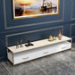 Open Storage Media Console Glam TV Stand Console with Drawers 79"L x 16"W x 18"H White Clearhalo 'furn' 'furn_tv_stands_entertainment_centers' 'Furniture' 'Living Room Furniture' 'TV Stands & Entertainment Centers' 'TV Stands & Media Storage Furniture' 'tv_stands_entertainment_centers' 6531882