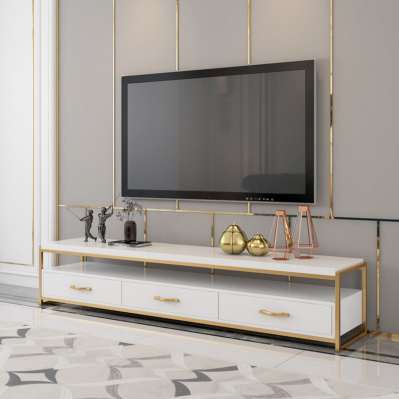 Open Storage Media Console Glam TV Stand Console with Drawers Ivory Clearhalo 'furn' 'furn_tv_stands_entertainment_centers' 'Furniture' 'Living Room Furniture' 'TV Stands & Entertainment Centers' 'TV Stands & Media Storage Furniture' 'tv_stands_entertainment_centers' 6531884