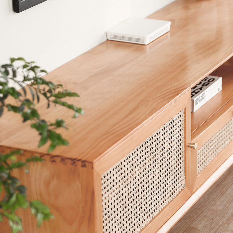 Console multimediale per TV in legno massello Supporto TV scandinavo con cassetto