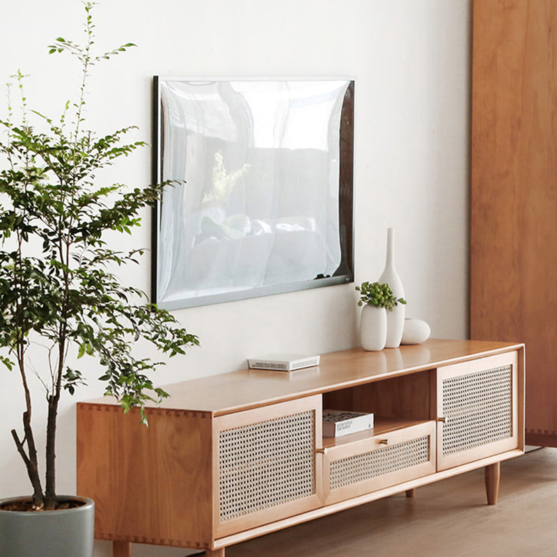 Console multimediale per TV in legno massello Supporto TV scandinavo con cassetto
