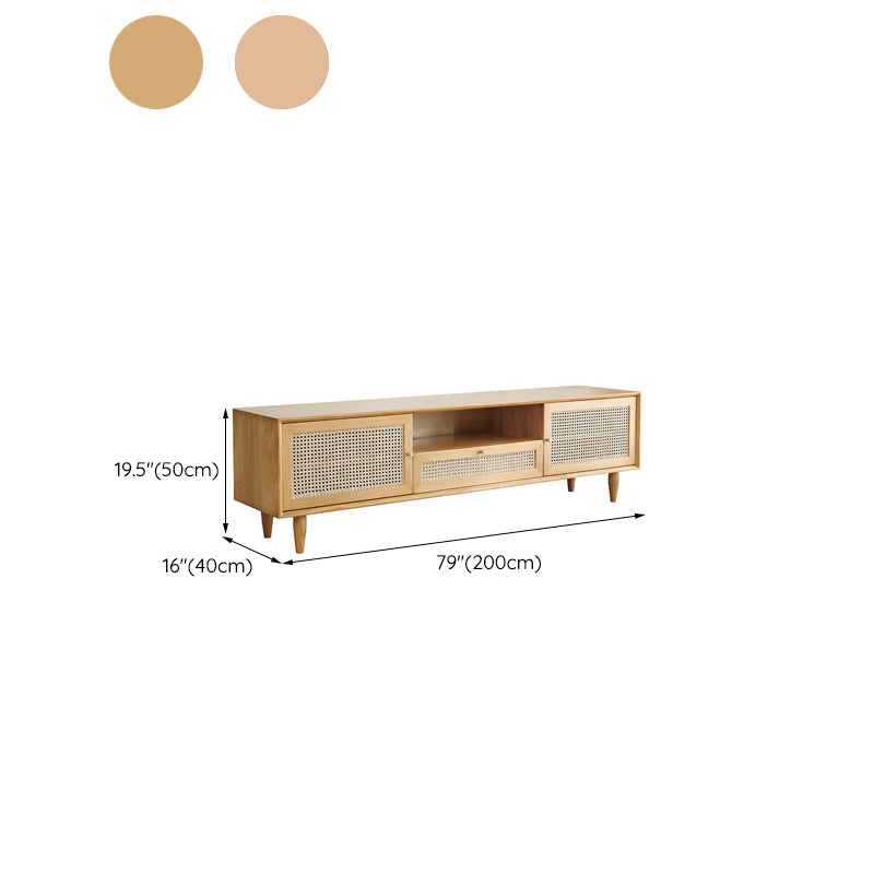Console multimediale per TV in legno massello Supporto TV scandinavo con cassetto