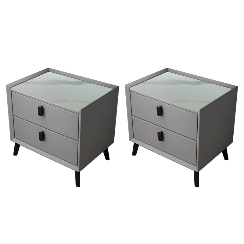 Drawer Storage Night Table Contemporary Bed Nightstand for Bedroom Dark Gray 2 Piece Set Clearhalo 'Bedroom Furniture' 'furn' 'furn_night_stand' 'Furniture' 'night_stand' 'Nightstands' 6532203
